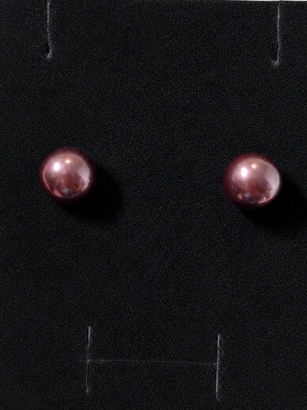 Simulated Brown Pearl Stud Earrings
